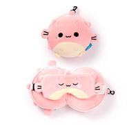 Puckator Relaxeazzz Adoramals Puff the Puffer Fish Plush Travel Pillow & Eye Mask - Sleep Eye Mask Masks - Kids Travel Accessories For Sleeping Airplane - Flight Plane Neck Pillow Pillows