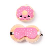 Relaxeazzz Adorasnacks Donut Round Plush Travel Pillow & Eye Mask - Sleep Eye Mask Masks - Kids Travel Accessories For Sleeping Airplane - Flight Plane Neck Pillow Pillows