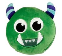 Puckator Relaxeazzz Green Monstarz Monster Round Plush Travel Pillow & Eye Mask - Sleep Eye Mask Masks - Kids Travel Accessories For Sleeping Airplane - Flight Plane Neck Pillow Pillows