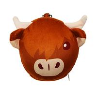 Puckator Travel Pillow & Eye Mask – Relaxeazzz Highland Coo Cow Round Plush Brown Kids