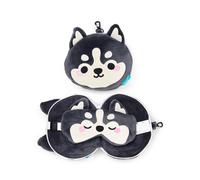 Puckator Relaxeazzz Luna the Husky Mountain Animal Plush Travel Pillow & Eye Ma - Polyester