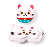 Puckator Relaxeazzz Maneki Neko Lucky Cat Plush Travel Pillow & Eye Mask CUSH32 - Polyester