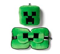 Puckator Relaxeazzz Minecraft Creeper Shaped Plush Travel Pillow & Eye Mask - Sleep Eye Mask Masks - Kids Travel Accessories For Sleeping Airplane - Flight Plane Neck Pillow Pillows
