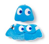 Relaxeazzz Pac-Man Blue Ghost Shaped Travel Pillow & Eye Mask - Sleep Eye Mask Masks - Kids Travel Accessories For Sleeping Airplane - Flight Plane Neck Pillow Pillows