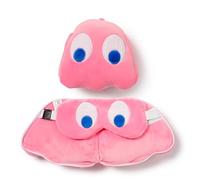 Relaxeazzz Pac-Man Pink Ghost Shaped Travel Pillow & Eye Mask - Sleep Eye Mask Masks - Kids Travel Accessories For Sleeping Airplane - Flight Plane Neck Pillow Pillows