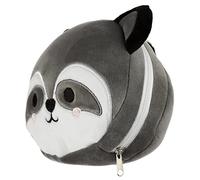 Puckator Relaxeazzz Raccoon Round Plush Travel Pillow & Eye Mask - Sleep Eye Mask Masks - Kids Travel Accessories For Sleeping Airplane - Flight Plane Neck Pillow Pillows