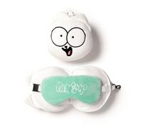 Puckator Relaxeazzz Simon's Cat Round Plush Travel Pillow & Eye Mask - Sleep Eye Mask Masks - Kids Travel Accessories For Sleeping Airplane - Flight Plane Neck Pillow Pillows