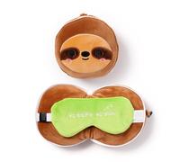 Puckator Relaxeazzz Sloth Round Plush Travel Pillow & Eye Mask - Sleep Eye Mask Masks - Kids Travel Accessories For Sleeping Airplane - Flight Plane Neck Pillow Pillows