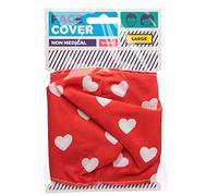 Puckator Reusable Face Cover - Non-Medical Oversized (Red with White Hearts)