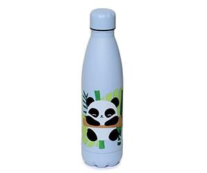 Puckator Reusable Pandarama Panda Insulated Hot & Cold Drinks Bottle, Leakproof Thermal Travel Flask, 500ml, Stainless Steel Double Walled, BPA Free PVC, Cool for 24 Hours & Warm for 12 Hours