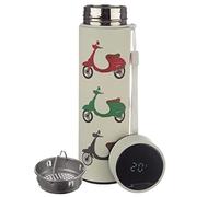 Puckator On Two Wheels - Stainless Steel Water Bottle with Led Temperature Display - Cold for 24h and Hot for 6h - Metal Water Bottles with Scooter - Modern Thermos Flask - Bpa Free - 450 ml