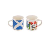 Puckator Scotland Souvenir Set of 2 Porcelain Espresso Cups - Tableware Cute Coffee Latte Expresso Barista Glasses Mugs Cup Cups - Drinkware Accessories Small Glass Travel Mug Kitchen Set