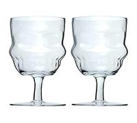Puckator Set of 2 Glass Skull Head Shaped Wine Glasses - Skulls and Bones Themed - Home Decoration - Wine Goblet - Fantasy Decorative Home Accessories - Stainless Steel - Resin