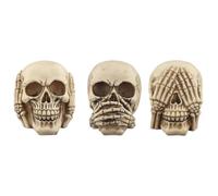 Puckator Set of 3 Hear No Speak No See No Evil Skulls - Home Living Room Decoration - Gifts For Men Women
