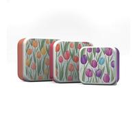 Puckator Set of 3 Lunch Box S/M/L Tulips - Lunchbox with Multi Compartments - Small Food Containers - Girls Boys Lunchbox for Adults and Kids Snack Storage