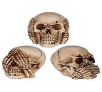Puckator Set of 3 Small See No, Hear No, Speak No Evil Skulls - Home Living Room Decoration - Gifts For Men Women