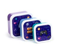 Puckator Game Over Set of 3 Lunch Boxes - Lunchbox with Multi Compartments - Small Food Containers - Lunchbox for Adults and Kids - Girls Boys Lunchbox - Snack Storage