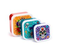 Puckator Day of The Dead Set of 3 Lunch Boxes - Lunchbox with Multi Compartments - Small Food Containers - Lunchbox for Adults and Kids - Girls Boys Lunchbox - Snack Storage