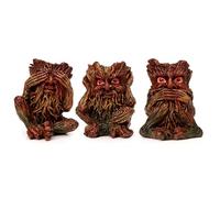 Puckator Set of 3 Treeman Hear No See No Speak No Evil - Home Decor Accessories - Spiritual Gothic Goth Gift -Desk Shelf Ornaments Figures Figurines - Gifts For Men And Women