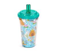 Puckator Shatterproof Capybara Double Walled Cup & Straw - Insulated Tumbler - Cups with Lids and Straws for Adults Children - Travel Thermal Cup with Straw - Water Bottles with Staw