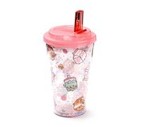 Puckator Shatterproof Pusheen Sips Double Walled Cup & Straw - Insulated Tumbler - Cups with Lids and Straws for Adults Children - Travel Thermal Cup with Straw - Water Bottles with Staw