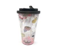 Puckator Shatterproof Pusheen the Cat Sushi Club Double Walled Cup & Straw - Insulated Tumbler - Cups with Lids and Straws for Adults Children - Travel Thermal Cup with Straw - Water Bottles with Staw