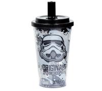 Puckator Shatterproof The Original Stormtrooper Double Walled Cup with Straw and Lid - Insulated Tumbler - Cups with Lids and Straws for Adults Children - Travel Thermal Cup with Straw Water Bottles