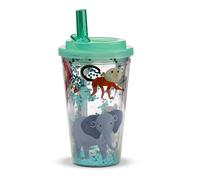 Puckator Shatterproof Zooniverse Double Walled Cup & Straw - Insulated Tumbler - Cups with Lids and Straws for Adults Children - Travel Thermal Cup with Straw - Water Bottles with Staw