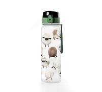 Puckator Sheep Pop Top 600ml Shatterproof Bottle - Reusable Insulated Active Water Bottle Flask For Girls And Boys With A Carry Handle & Straw - Bpa Free - For School Nursery