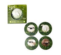 Puckator Sheep Set of 4 Cork Coasters - Wood Table Pub Drink Coasters Tiles Placemats - Bar Accessories For Home - Desk Coaster Tile Slate - Dining Table Decor Drinks Mats - Man Cave Accessories