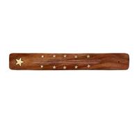 Puckator Sheesham Wood Ashcatcher Incense Stick Burner with Brass Star Inlay - Zen Spiritual Modern Gothic Home Room Decor Decorations Meditation Accessories - Stick Sticks Cone Holder Burner Burners