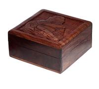 Puckator Sheesham Wood Carved Buddha Trinket Box - Small Mini Cute Jewellery Jewelry Box Space Organiser For Women Girls Teens - Bedroom Aesthetic Room Decor Boxes Gifts