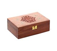 Puckator Sheesham Wood Essential Oil Box Design 2 (Holds 24 Bottles) - Pretty Wood Storage Box Boxes For Diffuser Pure Essential Oil Nail Polish Aromatherapy - Indian Home Decor