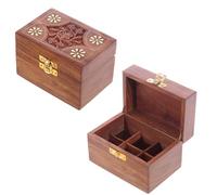 Puckator Sheesham Wood Essential Oil Box Design 2 (Holds 6 Bottles) - Pretty Wood Storage Box Boxes For Diffuser Pure Essential Oil Nail Polish Aromatherapy - Indian Home Decor