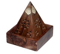 Puckator Sheesham Wood Pyramid Incense Cone Burner Box with Buddha & Fretwork - Spiritual Zen Gothic Incensé Insence Sticks Cones Holder Burner - Home Aesthetic Yoga Room Decor Accessories Gift