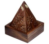Puckator Sheesham Wood Pyramid Incense Cone Burner Box with Elephant - Spiritual Zen Gothic Incensé Insence Sticks Cones Holder Burner - Home Aesthetic Yoga Room Decor Accessories Gift