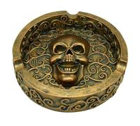 Puckator Skull Ashtray With Brushed Metallic Gold Effect - Gothic Home Decor - Ash Tray - Skull Gifts - Valentines Day - Skulls Ornaments Cool Ashtray Skull Halloween Decoration Lovers Gift Resin