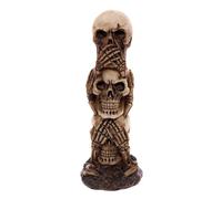 Puckator Skull Totem - Hear No Speak No See No Evil - Home Decoration- Desk Skull Ornament - Plastic Skull - Gothic Home Accessories - Mini Skulls - Human Skeleton Head - Goth Gifts For Men