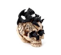 Puckator Skull with Bats Crawling Inside - Cute Room Decor - Aesthetic Feng Shui Meditation Accessories - Garden Ornaments - Shelf Desk Decorations - Mindfulness Home Gifts - Statues