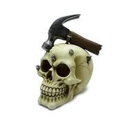 Puckator Skull with Hammer & Nails - Cute Goth Gothic Skull Scary Room Decor - Aesthetic Accessories Ornaments - Shelf Desk Decorations - Mindfulness Home Gifts - Statues