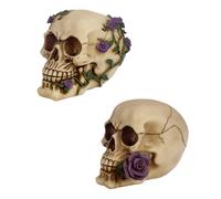 Puckator Skull with Purple Rose, Multi, Height 11cm Width 9.5-10.5cm Depth 14cm
