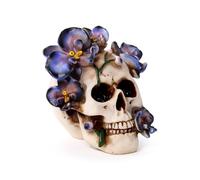 Puckator Skull with Purple Vine Flowers - Cute Room Decor - Aesthetic Feng Shui Meditation Accessories - Garden Ornaments - Shelf Desk Decorations - Mindfulness Home Gifts - Statues