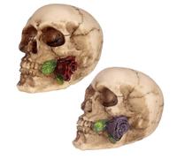 Puckator Skull with Rose in Teeth - Home Decoration - Skull with Rose in the Mouth - Ornaments - Resin - Home Accessories - Living Room Accessories - Human Skeleton - Goth Gifts For Men