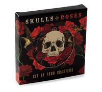 Puckator Cork Coasters Skulls & Roses - Set of 4 - Table/Bar Drink Coasters