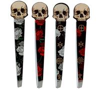 Puckator Skulls and Roses Shaped Tweezers - Sharp Thin Fine Kids Mini Ingrown Hair Tweezers - Stocking Fillers - Tweezer for Facial Hair Women Chin - Small Gift - Splinter Removal