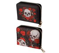 Puckator Skulls and Roses Zip Around Small Wallet Purse - Ladies Women's Womens Slim Purses Wallets Wallet for Women - Coin Pouch Purse Men - Card Holder with Zip - Small Cash Wallet Bag Bags UK