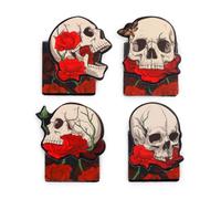 Puckator Skulls & Roses Magnetic Bookmark Set - Cute Magnetic Bookmarks - Secret Santa Gifts for Book Marks Mark Page Marker Markers Tabs Stuff - Presents Gift for Lovers Women Men Kids Club Mum