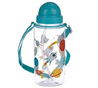 Puckator Space Cadet - Kids Drinks Bottle With Straw - Reusable Water Bottle For Girls And Boys With Long Strap Bpa Free Cute Video Game Pp 450ml