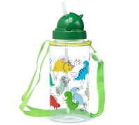 Puckator SPBOT01 450ml Children's Reusable Shatterproof Water Bottle with Flip Straw - Dinosauria Jr