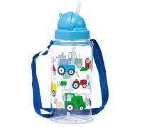 Puckator SPBOT02 450ml Children's Reusable Shatterproof Water Bottle with Flip Straw - Little Tractors